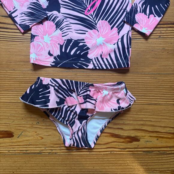 Shade Critters Vacay neon floral rash guard two piece swimsuit SIZE 18-24M - Picture 3 of 5